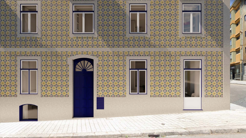 Alçado do edifício a remodelar em Cedofeita