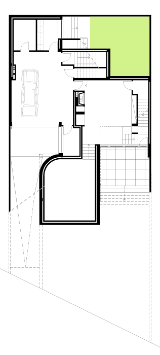 Casa na Foz - Planta do piso da garagem e sala de jogos