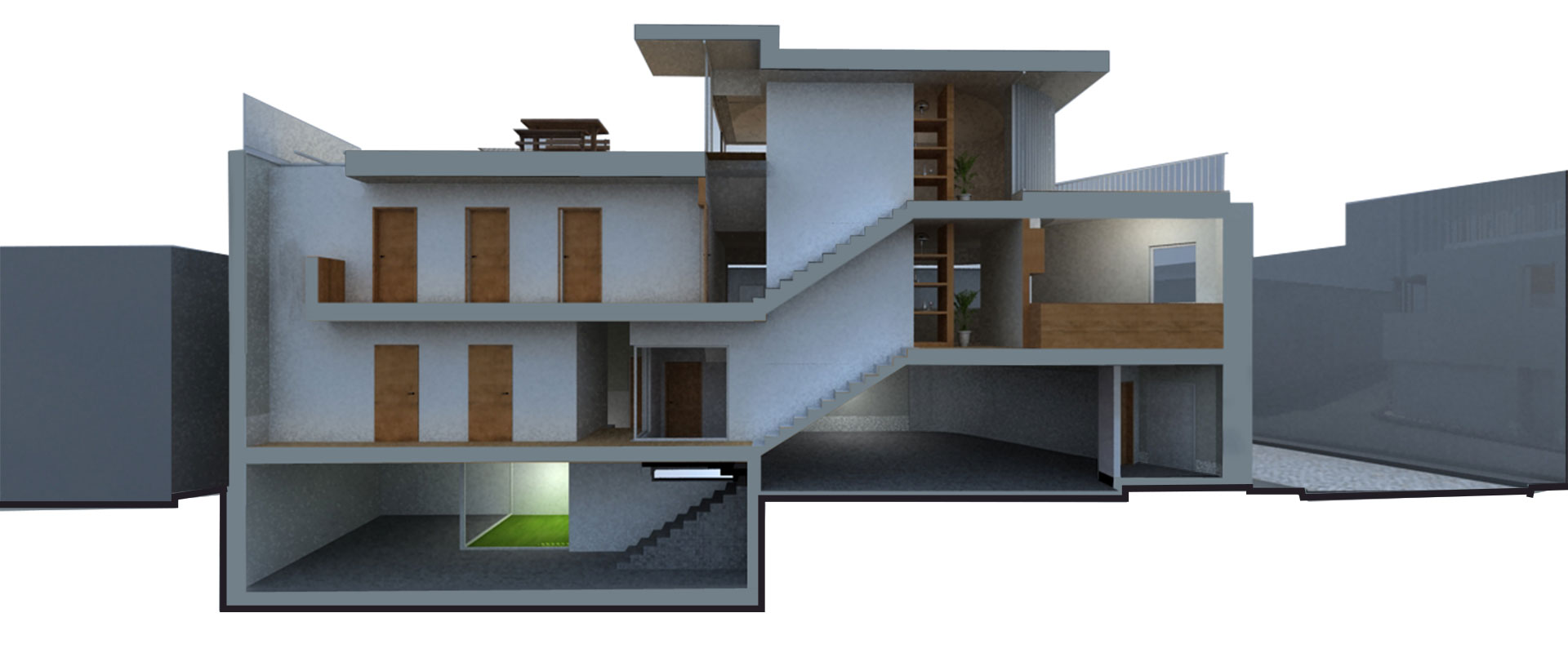 Casa na Foz Velha - Vista em corte longitudinal