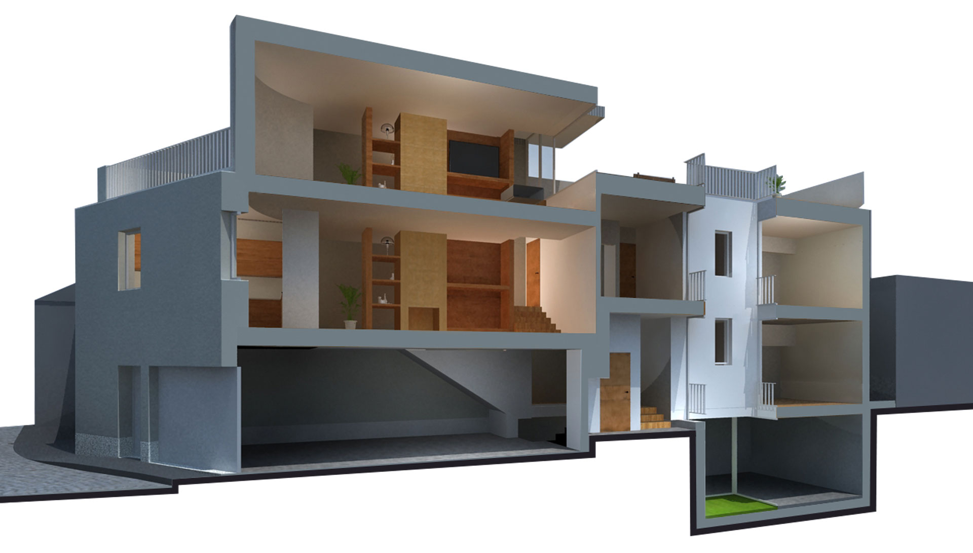 Casa na Foz Velha - vista em corte longitudinal