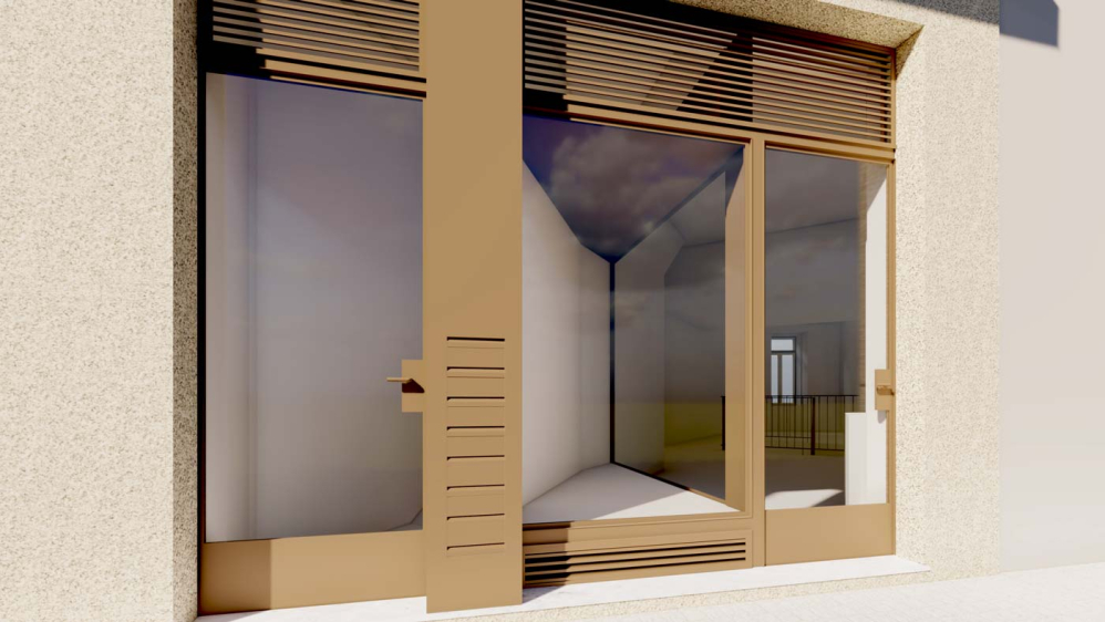 Fachada da loja de edifício remodelado na Sé
