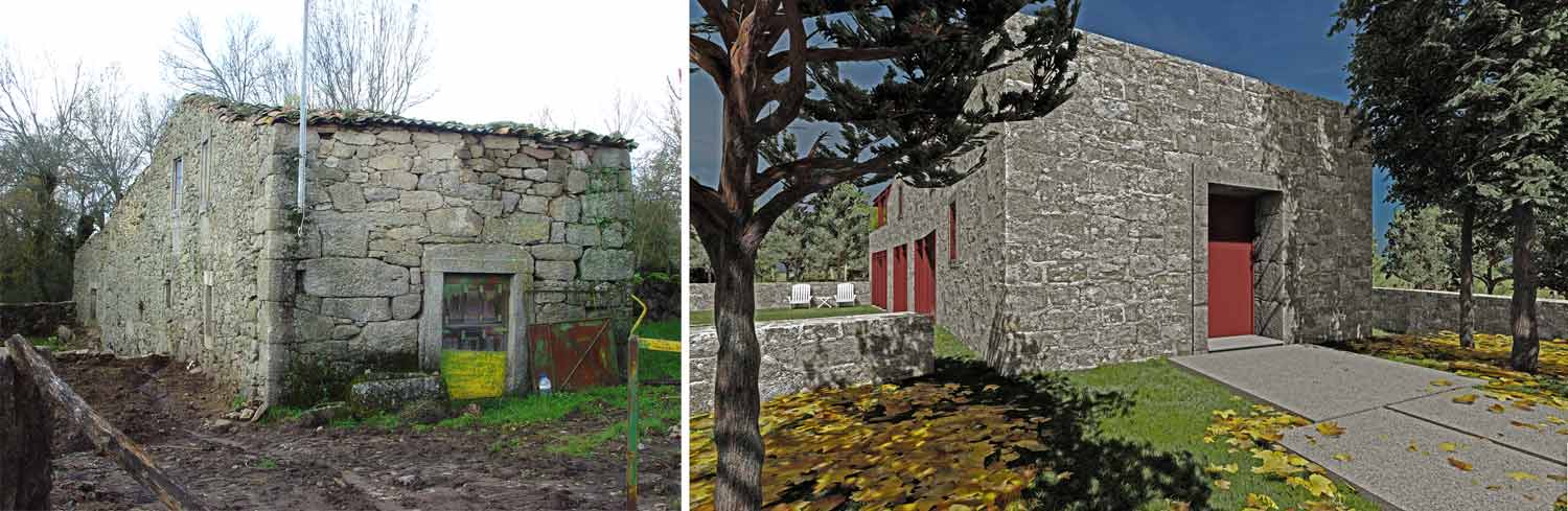 Casa na Aldeia Nova - Vista de antes e depois do projecto de remodelação de uma casa rural de Aldeia Nova, Miranda do Douro
