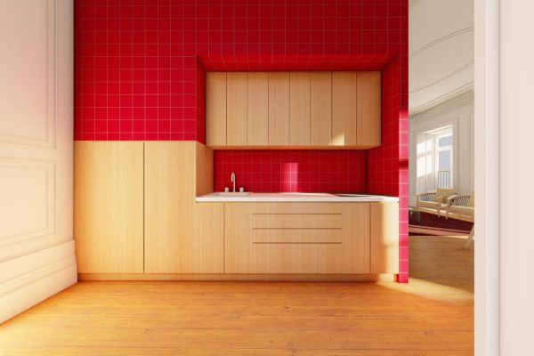 Cozinha do T2 duplex de apartamento na Boavista
