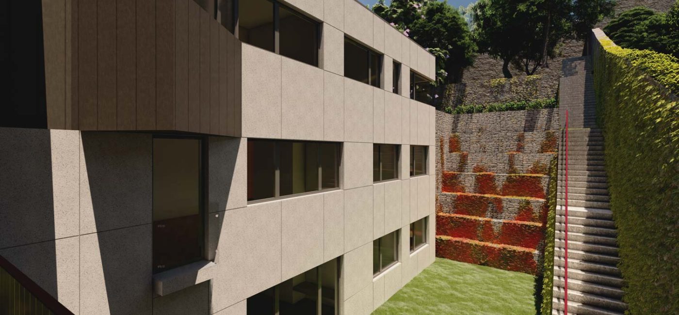 Remodelação e ampliação no Bonjardim - vista sobre os socalcos do jardim em socalcos-