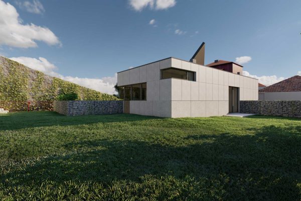 Remodelação e ampliação no Bonjardim - vista nordeste, a partir do jardim.