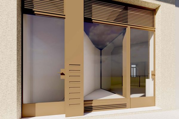 Fachada da loja de edifício remodelado na Sé